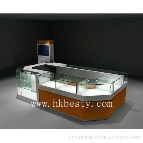 European style jewelry kiosk display counter with LED lights